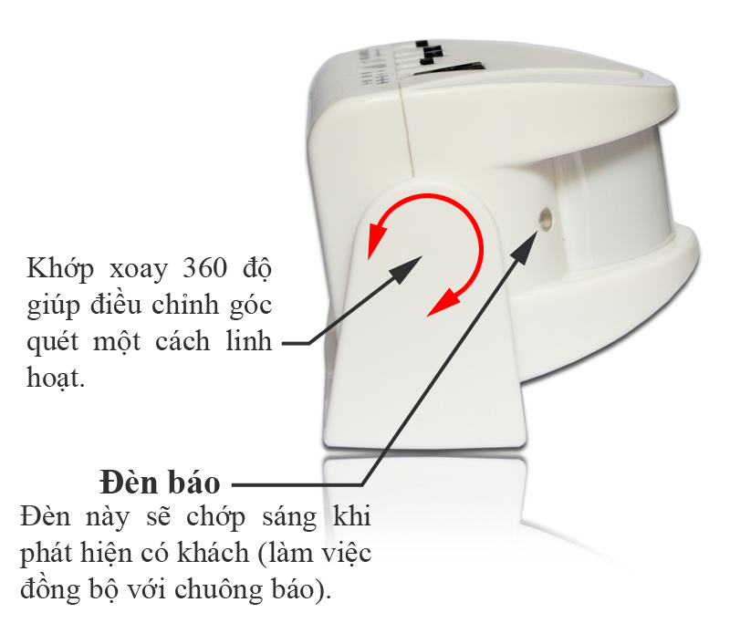 Báo khách báo trộm 001B và đế xoay