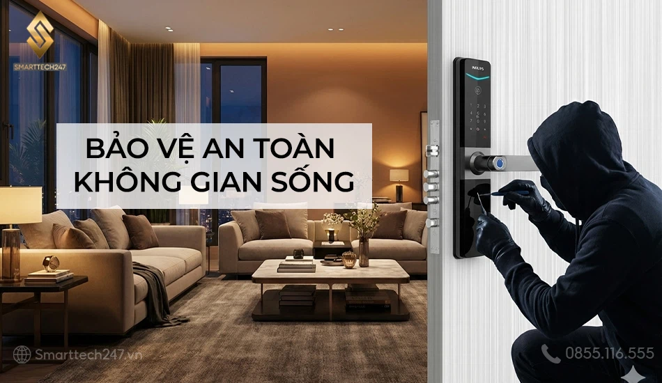 Khóa cửa thông minh chống trộm chốt an toàn ban đêm – An tâm giấc ngủ ngon cho cả gia đình.