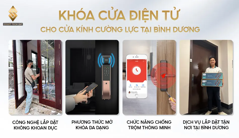 Khóa Cửa Vân Tay Bình Dương cho cửa kính cường lực