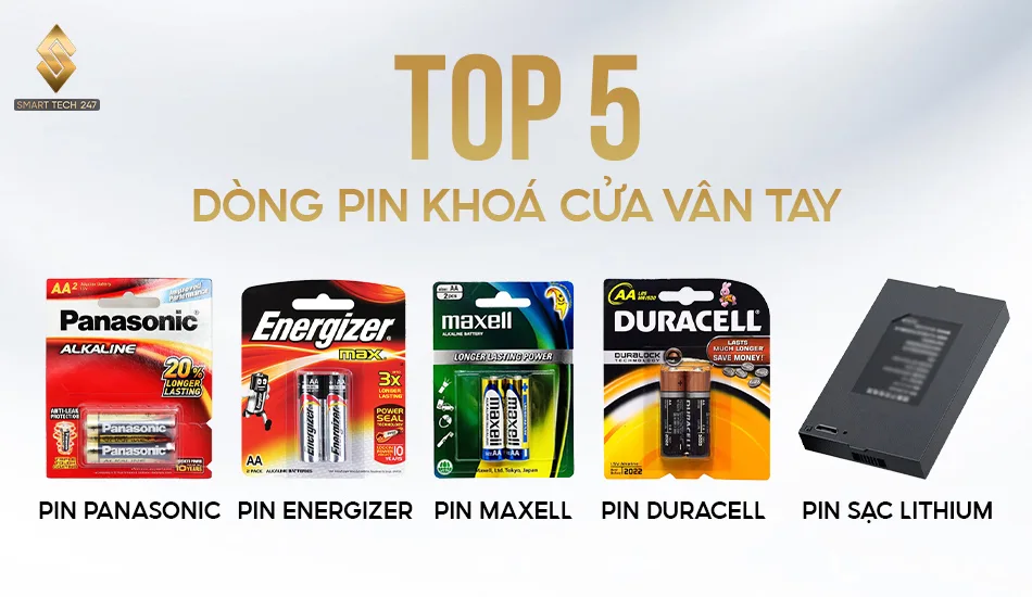 Các loại pin khoá cửa vân tay chuẩn