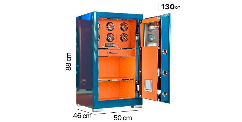 Két sắt thông minh Liberty LB88Pro Xanh Ngọc ánh kim–Phiên bản 6 ngăn đựng đồng hồ-Kính chống đạn