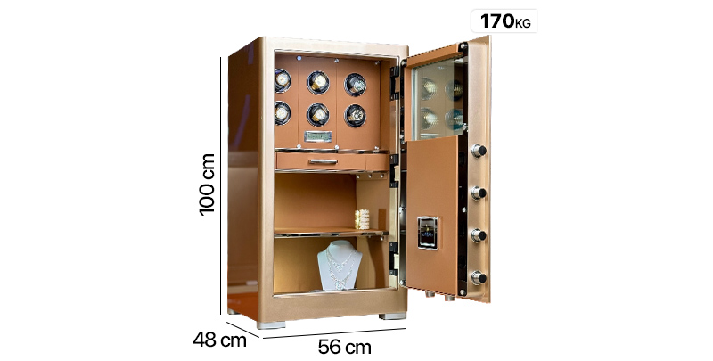Liberty 1000 Pro Vàng ánh kim:  6 ngăn đồng hồ + nội thất vàng nâu + kính chống đạn